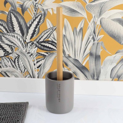 Evideco French Home Goods Stylish Toilet Brush and Holder Set with Natural Bamboo handle