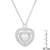 Steeltime Ladies brass simulated diamonds heart pendant. Color Options: White, Gold - 3 of 4