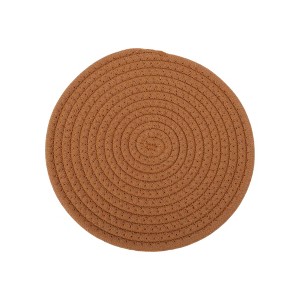 Unique Bargains Trivet Round Rope Woven Mat Cotton Non-woven Fabric 7.87"x7.87"x0.31" - 1 of 3