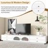 V Stand with Fluted Glass Doors, Elegant and Functional Media Console for TVs Up to 95'', Tempered Glass Shelf TV Cabinet with Multiple Storage - 2 of 4