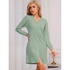 cheibear Women's Waffle Knit Long Sleeve with Pockets Button Downs Nightgowns - 2 of 4