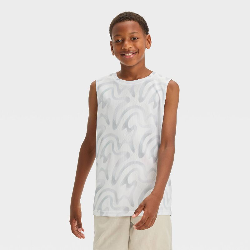 Boys&#39; Athletic Sleeveless T-Shirt - All In Motion™ White, 1 of 4