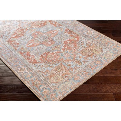 Handmade Blue and Burnt Orange Chenille Round Rug 7'6" x 9'6"