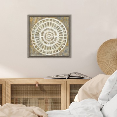 Neutral Abstract Medallion Canvas Wall Art in Frame