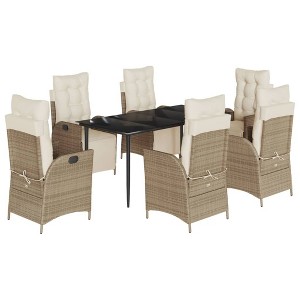 vidaXL Patio Dining Set with Cushions Beige Poly Rattan, 3 Piece - 1 of 4