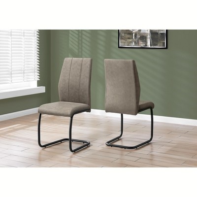 Monarch Specialties Dining Chair Set Of 2 Side Upholstered Kitchen Dining Room Fabric Metal Beige Black Contemporary Modern