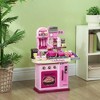 Whisen Kids Kitchen Playset Toy Kitchen with 33 Accessories, Storage, Interactive Playset, Gift for Toddler 3-6 Years - Pink - 2 of 4