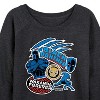 Women's - Marvel - Black Panther Wakanda Forever Sticker Lightweight French Terry Wide Neck Long Sleeve Shirt - 2 of 4