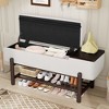 Whisen Farmhouse Upholstered Storage Bench & Modern Entryway Bench with Hidden Compartment - 2 of 4