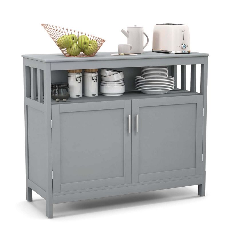 Costway Kitchen Buffet Server Sideboard Storage Cabinet with 2 Doors & Shelf White/Black/Gray, 1 of 11