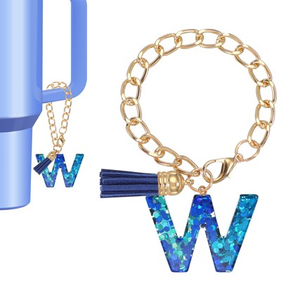 Unique Bargains Epoxy Resin Colorful Glittery Personalized Keychain Blue