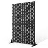 TOAOTBNBO Metal Privacy Screen with Stand, Decorative Privacy Fence Panels with Square Pattern, Outdoor Privacy Screen for Garden, Black - 2 of 4