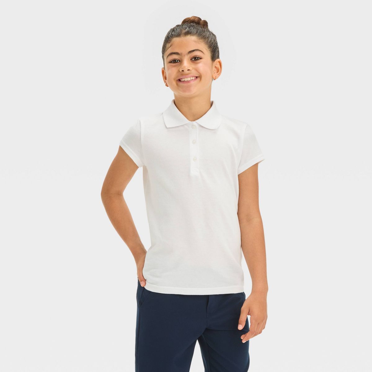 Girls' Short Sleeve Jersey Uniform Polo Shirt - Cat & Jack™ - thumbnail 4