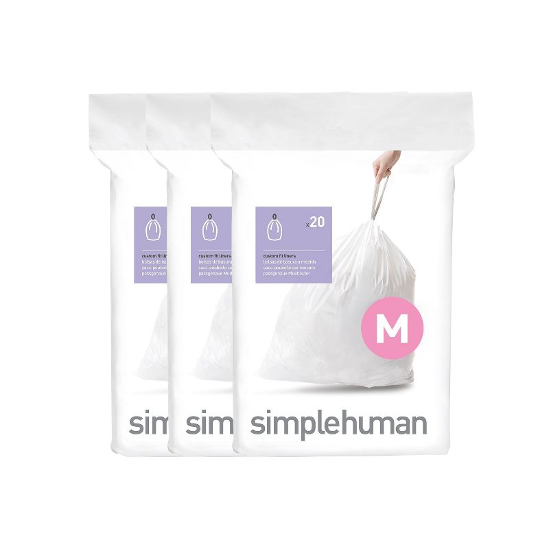 simplehuman 45L Code M Custom Fit Trash Bags Liner White, 1 of 6
