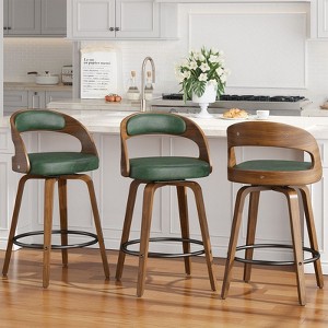 Gikpal Bar Stools, 26" Counter Height Barstools with Bentwood Legs, Swivel Counter Stools with Back, Modern Faux Leather Upholstered Bar Chairs - 1 of 4