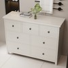 Luck Live The bathroom storage cabinet is 44.88 in ches in size, has seven drawers, and is in an off-white color. - 3 of 4