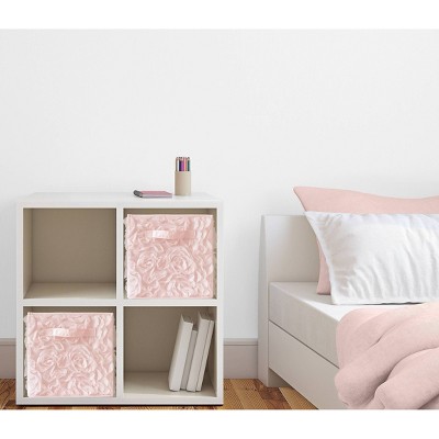 Blush Pink Floral Fabric Foldable Storage Cube Set