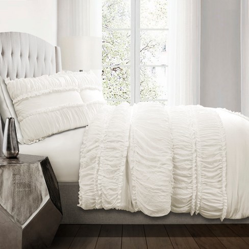 White Nova Ruffle Comforter Set (Full/Queen) - Lush Decor ...