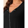 cheibear Women's Ruffled V-Neck Short Sleeve Pullover Pajama Midi Nightgown - 4 of 4