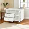 Modern Makeup Vanity Desk with Mirror and Lights,Retractable Dressing Table with Drawers,Cabinet and Power Outlet,Compact Makeup Table for Home - 2 of 4