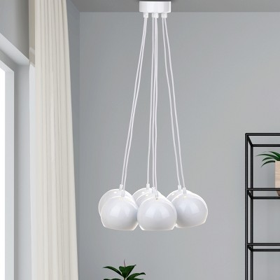 White Glass Adjustable Pendant Lamp with Fluorescent Light
