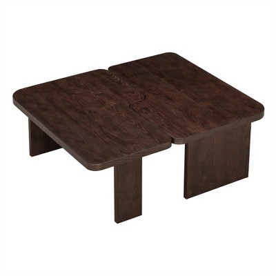 OUTSUPPLY Modular Coffee Table Set, Modern Splicing Design MDF Table, 2-Piece Convertible Living Room Furniture