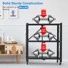 NewHome"3-Tier Foldable Storage Shelf with Lockable Wheels, Heavy Duty Collapsible Organizer for Home"BLACK - image 4 of 4