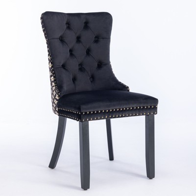NicBex Dining Chair Set of 2 Modern Upholstered Velvet Fabric Tufted Side Chair with Wood Legs Dining Room Furniture