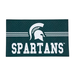 Evergreen NCAA Michigan State Spartans Embossed Mat Cross Hatch Indoor and Outdoor Doormat - 1 of 4