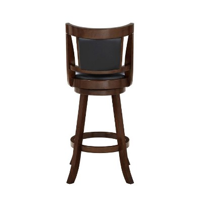 Cappuccino Brown Leather Swivel Barstool with Footrest