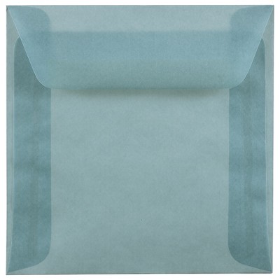 JAM Paper 6 x 6 Square Translucent Vellum Invitation Envelopes Ocean Blue PACV512