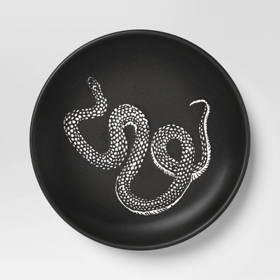 6.125" Halloween Stoneware Snake Appetizer Plate Black - Threshold™: Round Animal Icon, Microwave & Dishwasher Safe