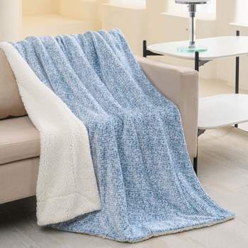 50"x60" Printed Velvet to Solid Faux Shearling Throw Blanket - Sutton Home Fashions