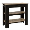 LunaLulinlk Kitchen Island 37" H, Two Open Storage Shelves, One Drawer, Four Legs,Towel Hanger, Black / Light Oak - 4 of 4