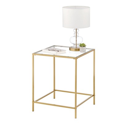 mDesign Metal and Glass Top Rectangle Accent Coffee Table Furniture