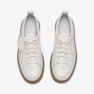 Clarks Mens Torhill Lace White Leather Shoes 7 Medium — фото 6