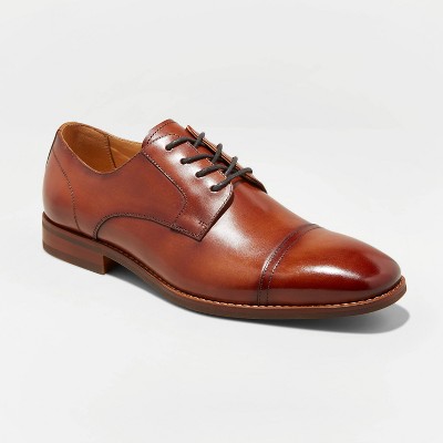 cap toe leather shoes