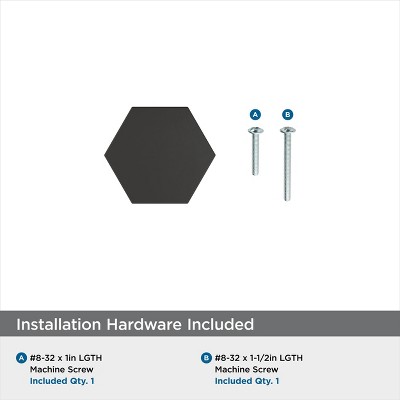 Matte Black Geometric Cabinet Knob with Mounting Hardware