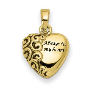 Black Bow Jewelry 10k or 14k Yellow Gold Always In My Heart Ash Holder Pendant, 16mm - 1 of 4