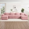 Modular 4-Seat U-Shaped Sectional Sofa, Deep Seat Cloud Couch with 2 Movable Ottomans & Throw Pillows, Plush Corduroy Boneless Sofa for Living Room - 2 of 4