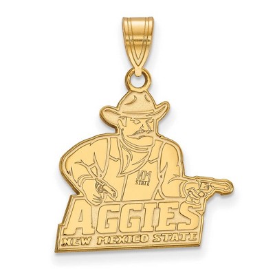 Black Bow Jewelry 14k Yellow Gold New Mexico State Aggies NCAA Large Pendant