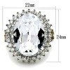 Slickblue Oval Cut Synthetic Crystal Halo Ring for Women – Two-Tone Stainless Steel Band, Sizes 5-10 - 3 of 4