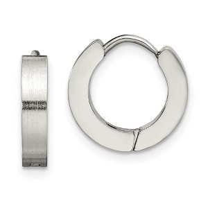 Black Bow Jewelry Stainless Steel Polished Hinged Huggie Round Hoop Earrings, 3 x 13mm - 1 of 4