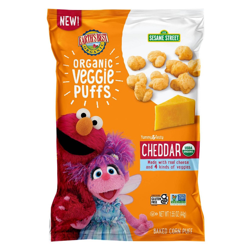 Earth's Best Sesame Street Organic Veggie Cheddar Puffs Baby Snacks - 1.55oz