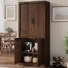 70" Tall Kitchen Pantry Cabinet with 2 Glass Doors & 2 Wood Doors– Farmhouse Storage Cupboard, Adjustable Shelves for Kitchen, Dining & Living Room - 3 of 4