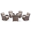 Gymojoy 5 Pieces Outdoor Patio Wicker Swivel Chair with 6 Inch Cushions and Fire Pit Table - 3 of 4
