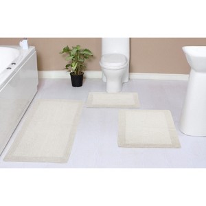 Luxury Reversible Bathroom Rugs Set, Washable Rug, Extra Soft and Absorbent bath Rug, Kitchen Mat, Non-Slip Bath Mat Set, 3 Pcs Set with Runner, Ivory - 1 of 4