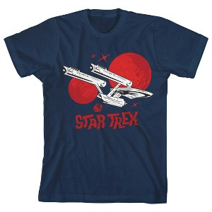 Star Trek Original Series Starship Enterprise Boy's Navy T-shirt - 1 of 3