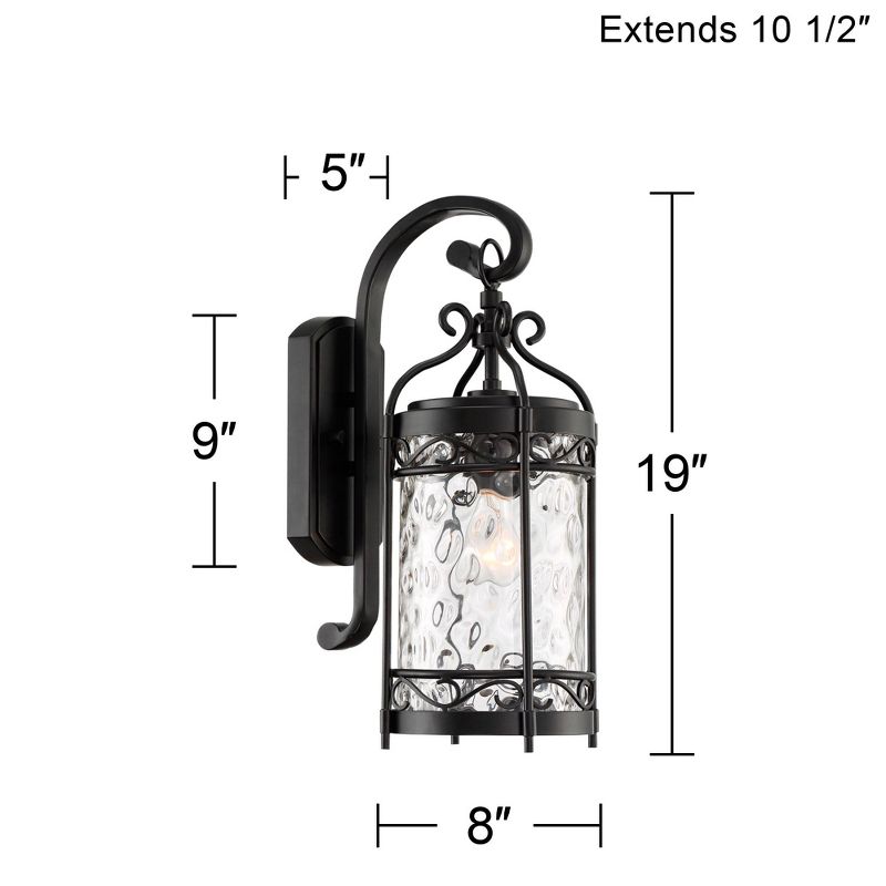 John Timberland Paseo Outdoor Vintage Wall Light Fixture Matte Black 19" Clear Hammered Glass for Post Exterior Barn Deck House Porch Yard Posts Patio, 4 of 9