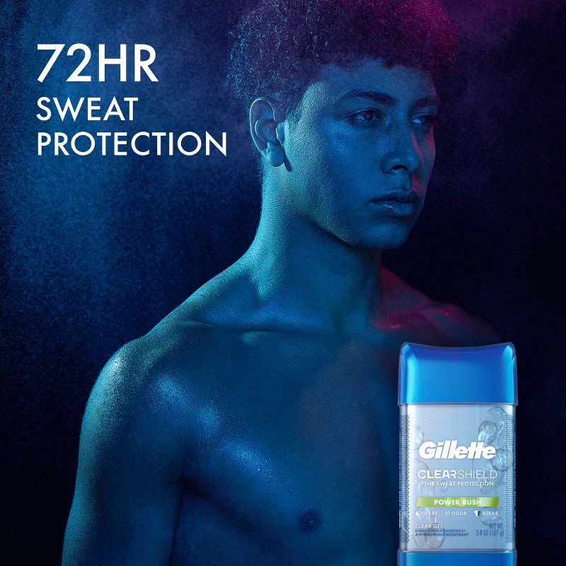 Gillette Antiperspirant Deodorant for Men - Clear Gel Power Rush 72 Hour Sweat Protection - 2pk/3.8oz each, 5 of 13
